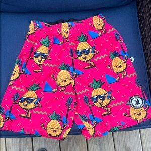 Society Youth Swim Shorts in Pink, Black and Blue